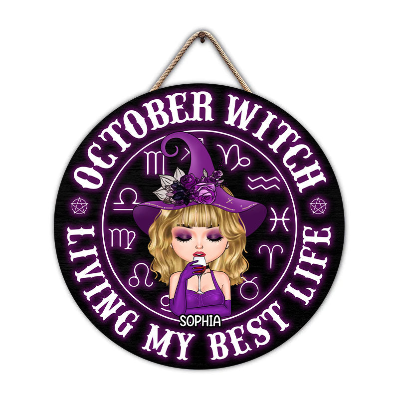 Custom October Birthday Door Sign, Queens Are Born In October Gifts, Halloween Door Sign