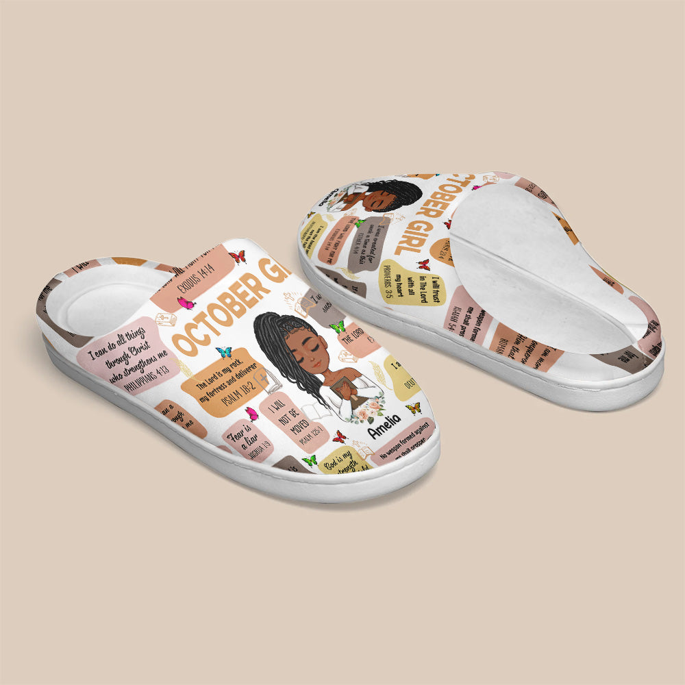Personalized Slippers, Custom Birthday Gifts For October Girls, October Birthday Gifts For Black Woman