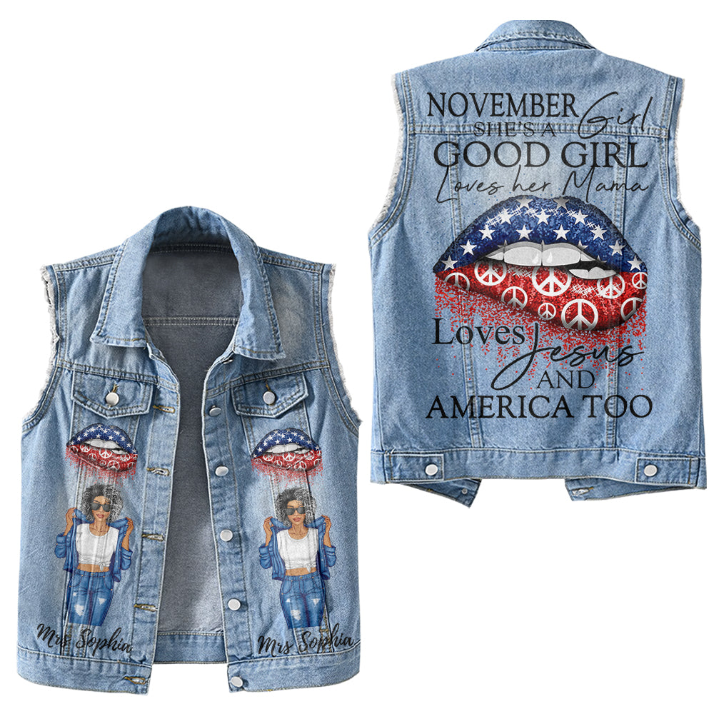 Premium Log Denim Vest - November Birthday Gifts, Custom Birthday Gift, Queens Are Born In November