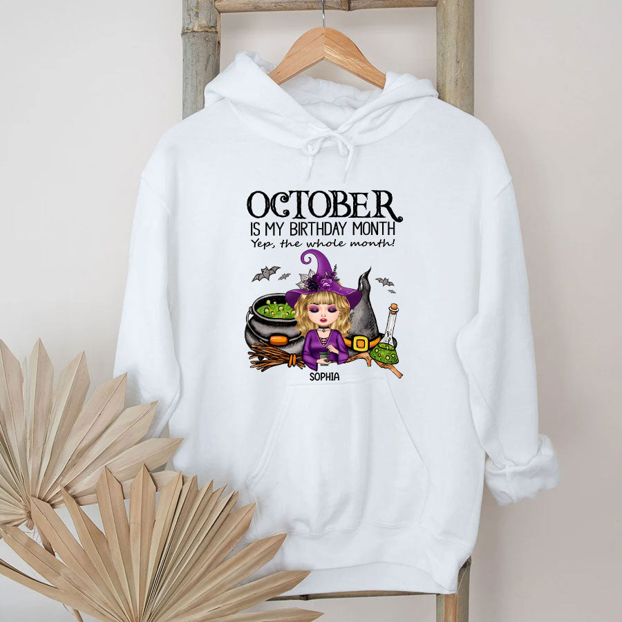 Custom October Birthday Shirt For Woman, Queens Are Born In October Gifts, Halloween Shirt