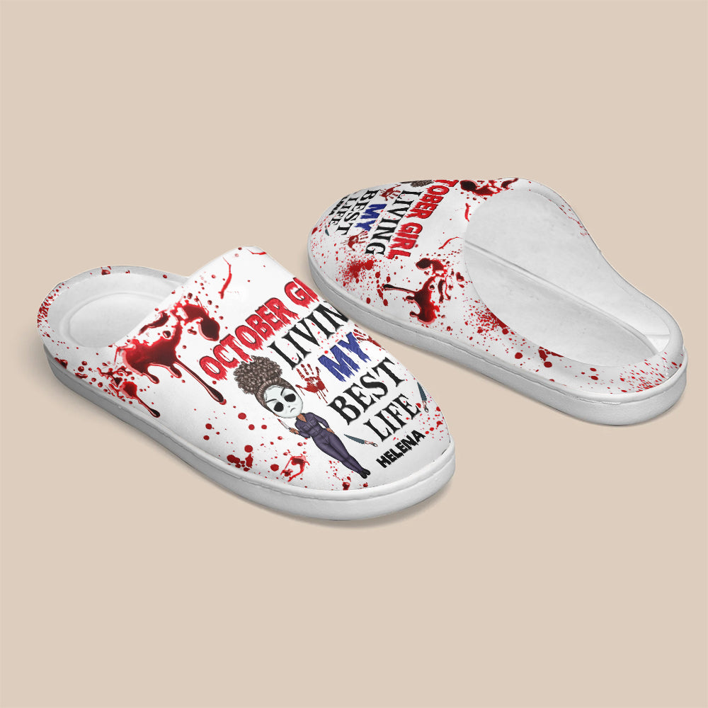 Personalized Slippers, Custom Birthday Gifts For October Girls, Halloween Gifts