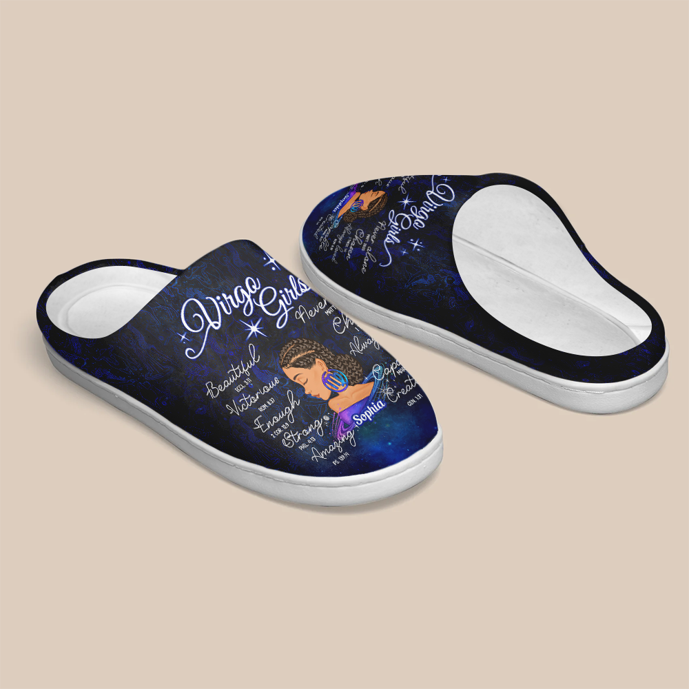 Personalized Slippers, Custom Birthday Gifts For Virgo Girls, Virgo Girl, Virgo Slippers For Ladies, Virgo Queen, Virgo Queen Birthday Gift