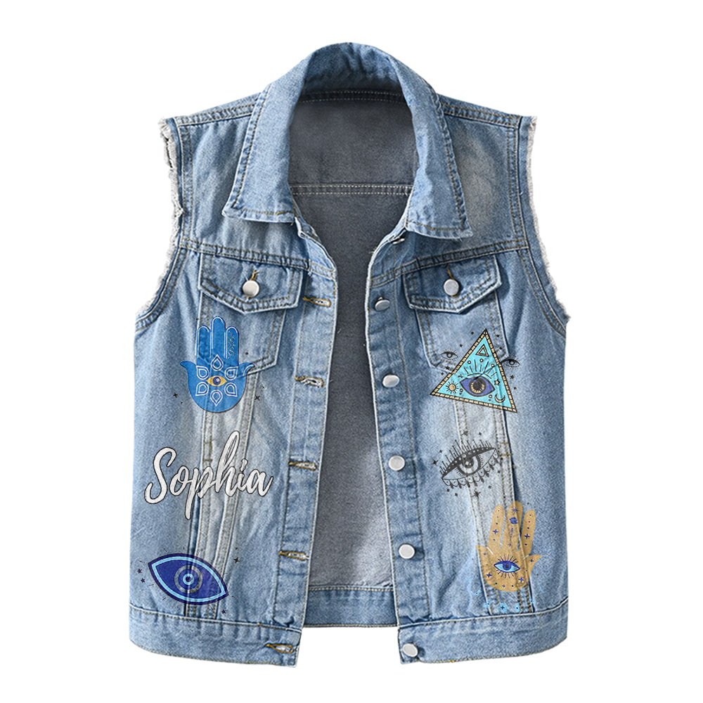 Premium Log Denim Vest - Gift For Women, Denim Vest Yoga, Yoga Lover