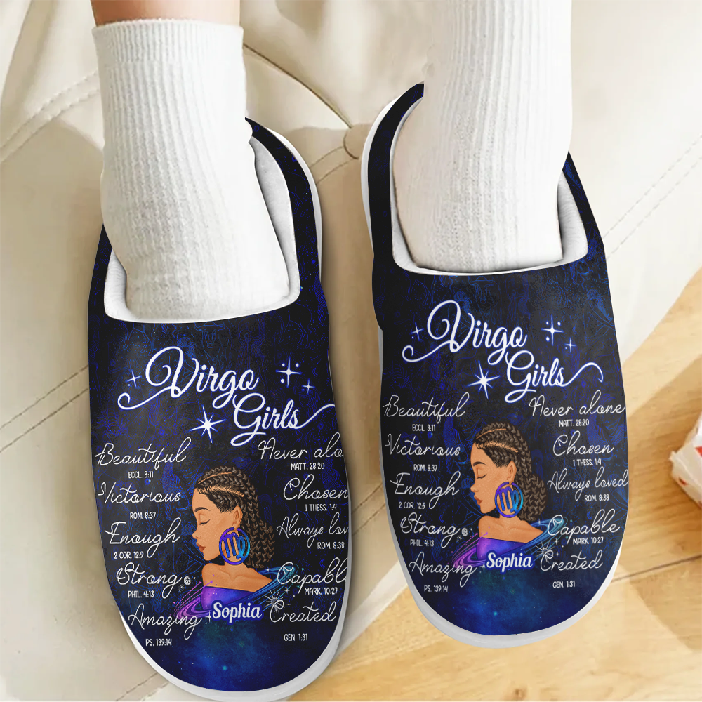 Personalized Slippers, Custom Birthday Gifts For Virgo Girls, Virgo Girl, Virgo Slippers For Ladies, Virgo Queen, Virgo Queen Birthday Gift