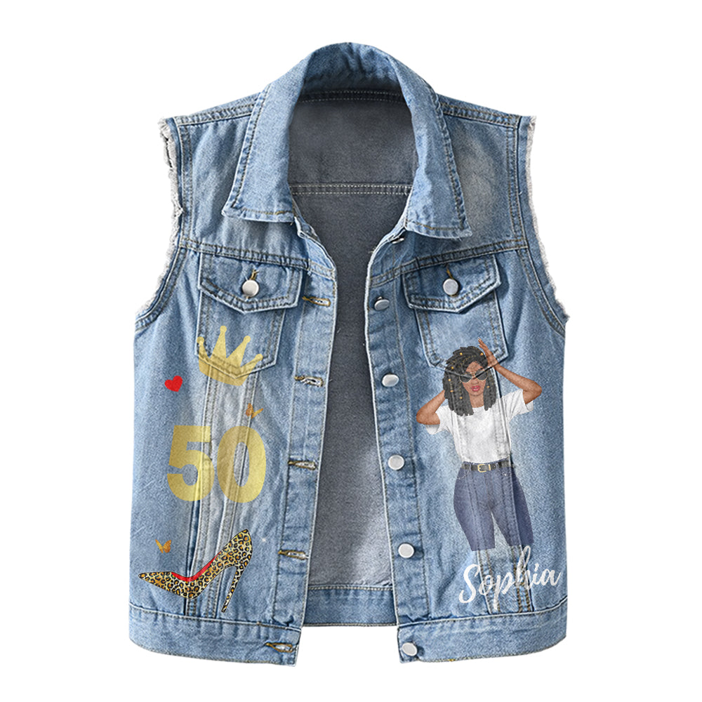 Premium Log Denim Vest - Personalised 50th Birthday Gifts, Gift Ideas 50th Birthday Woman