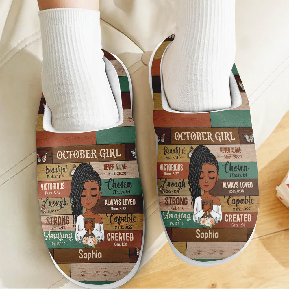 Personalized Slippers, Custom Birthday Gifts For October Girls, October Birthday Gifts For Black Woman
