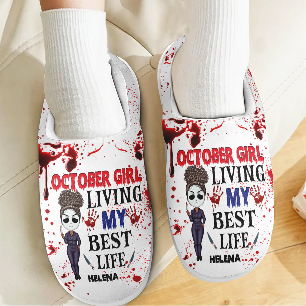 Personalized Slippers, Custom Birthday Gifts For October Girls, Halloween Gifts