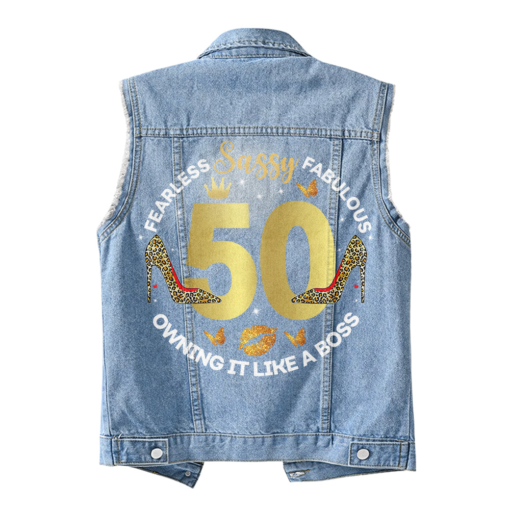 Premium Log Denim Vest - Personalised 50th Birthday Gifts, Gift Ideas 50th Birthday Woman