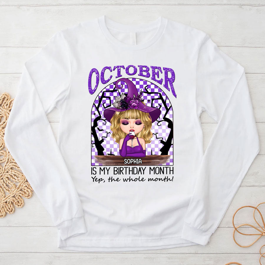 Custom October Birthday Shirt For Woman, Queens Are Born In October Gifts, Halloween Shirt
