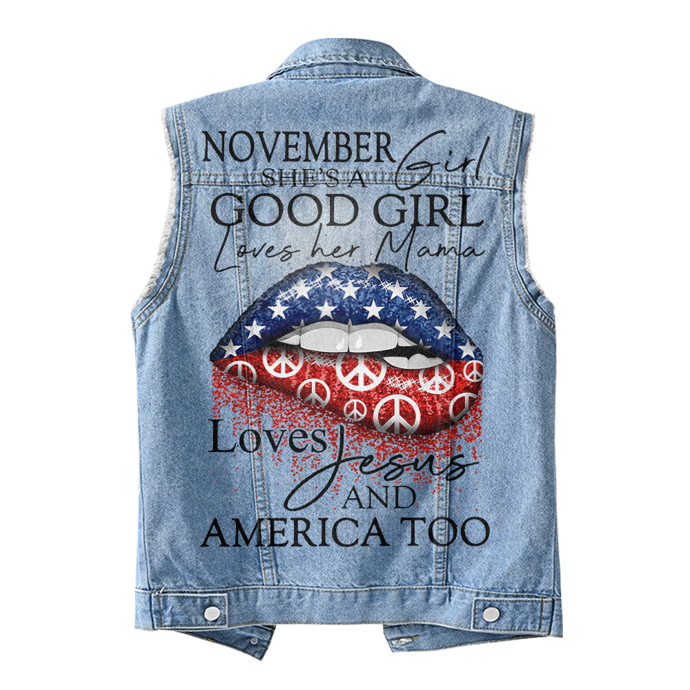 Premium Log Denim Vest - November Birthday Gifts, Custom Birthday Gift, Queens Are Born In November