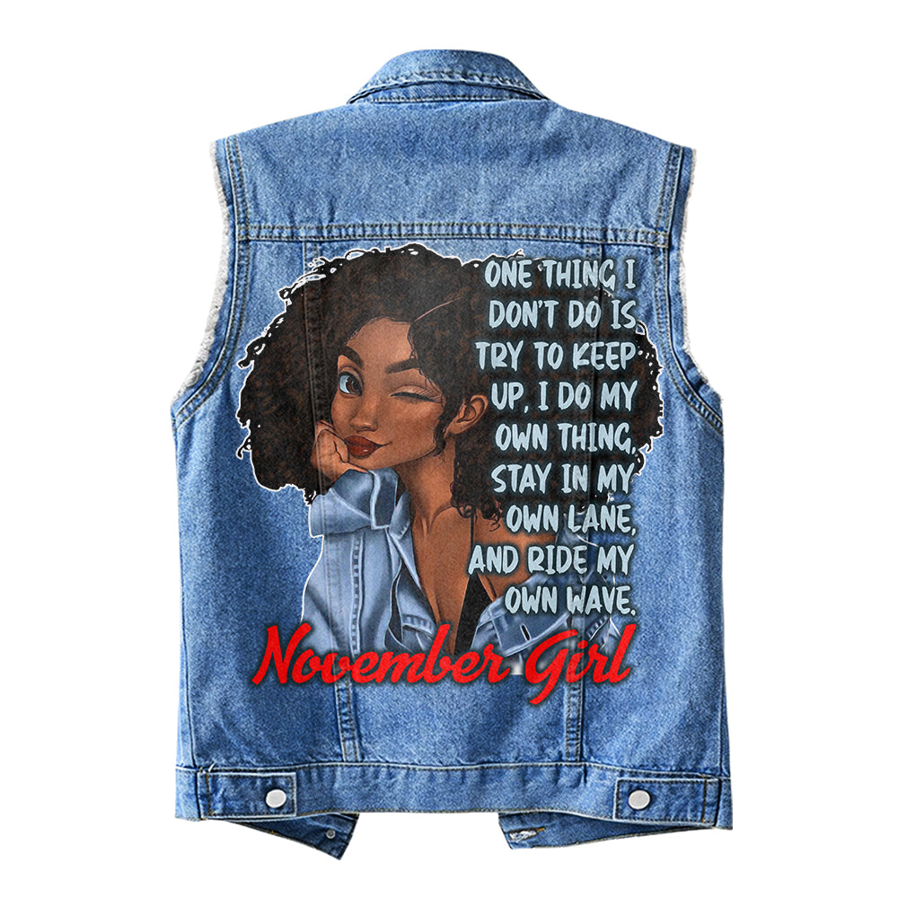 Premium Log Denim Vest - November Birthday Gifts, Custom Birthday Gift, Queens Are Born In November