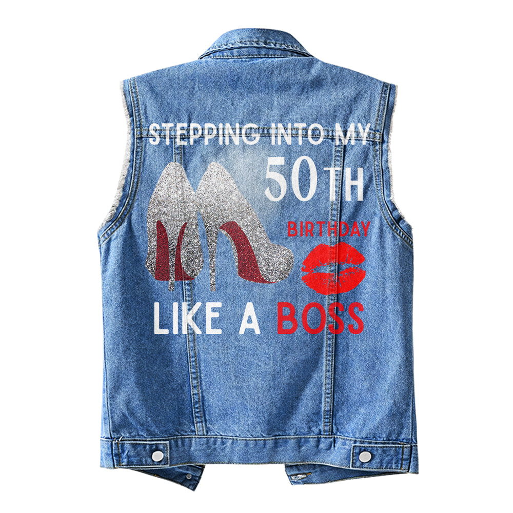 Premium Log Denim Vest - Personalised 50th Birthday Gifts, Gift Ideas 50th Birthday Woman