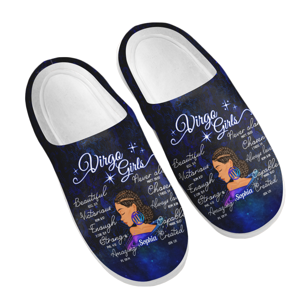 Personalized Slippers, Custom Birthday Gifts For Virgo Girls, Virgo Girl, Virgo Slippers For Ladies, Virgo Queen, Virgo Queen Birthday Gift