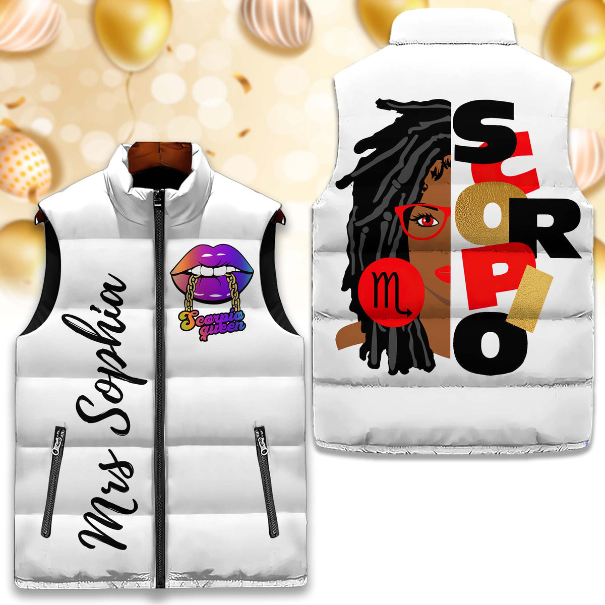 Puffer Vest - Gift For Women, Scorpio Birthday Gifts, Custom Scorpio Gift