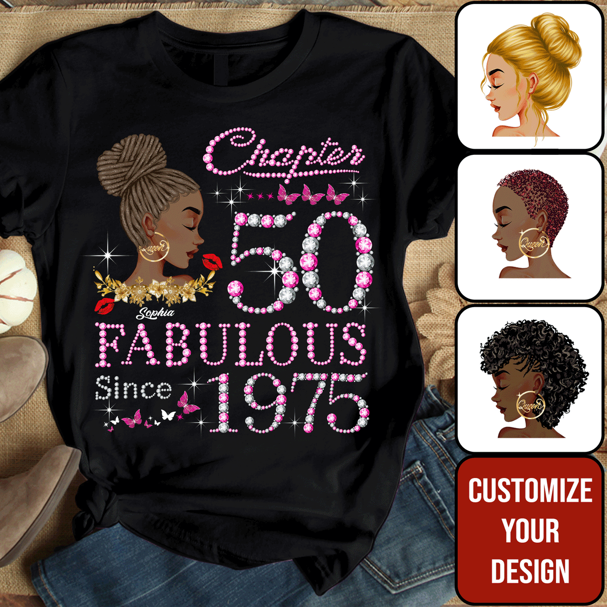 50th Birthday Shirts For Her, Personalised 50th Birthday Gifts, 1975 T Shirt, 50 And Fabulous Shirt, 50th Birthday Shirt Ideas, Gift Ideas 50th Birthday Woman -YPT-HMT