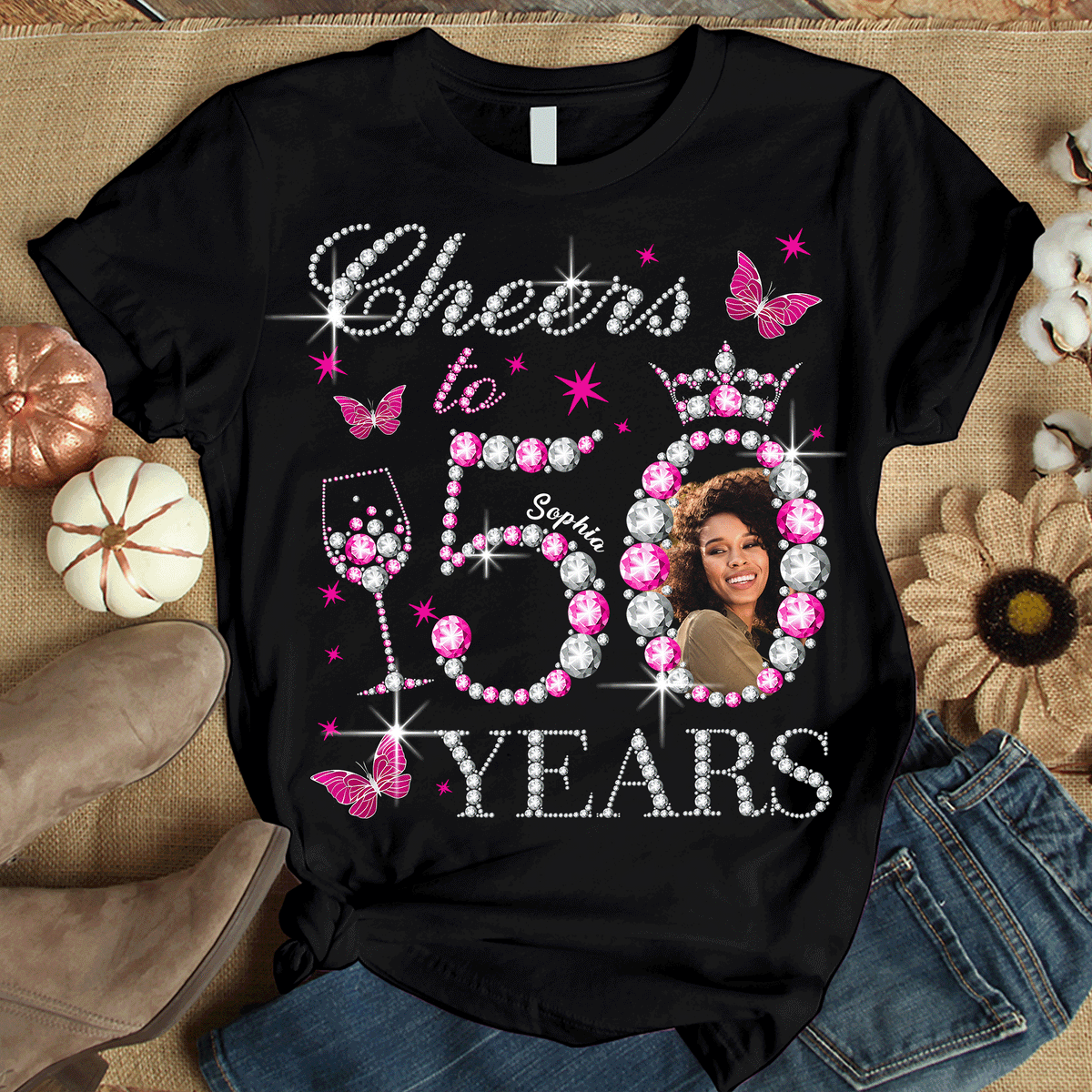Custom Face Photo 50&#39;s Birthday Shirt, 50th Birthday Unique T Shirt For Woman, Custom Birthday Shirt, Her Gifts For 50 Years Old, Custom Picture Tee, Personalized Birthday Shirt-YPT-HMT