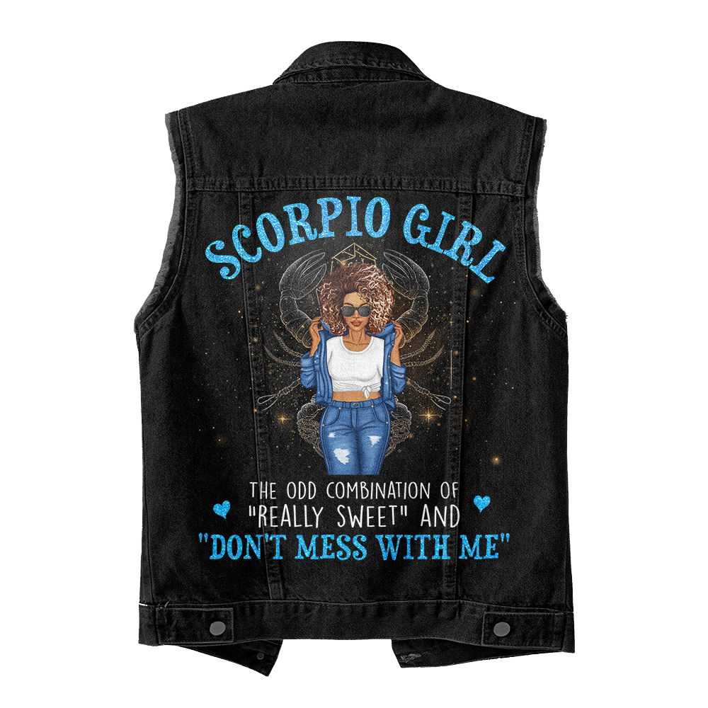 Premium Log Denim Vest - Scorpio Birthday Gifts, Custom Scorpio Gift
