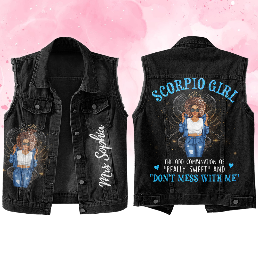 Premium Log Denim Vest - Scorpio Birthday Gifts, Custom Scorpio Gift