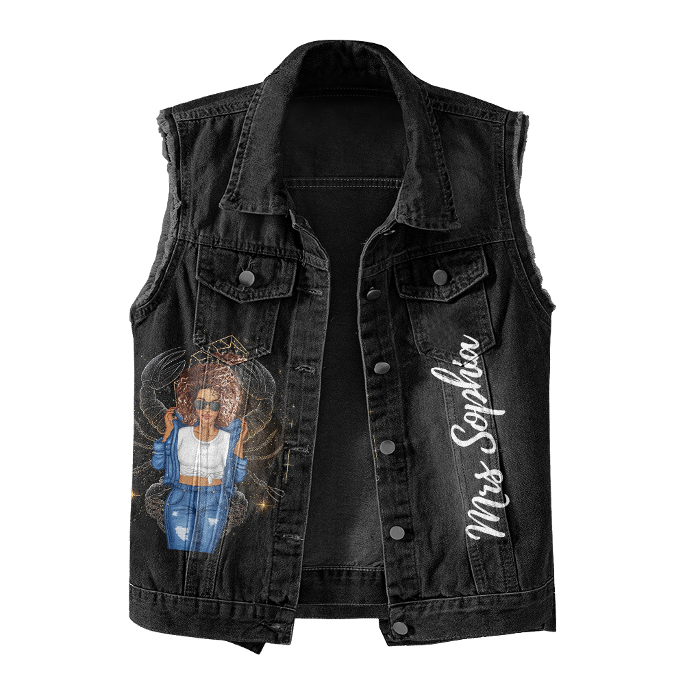 Premium Log Denim Vest - Scorpio Birthday Gifts, Custom Scorpio Gift