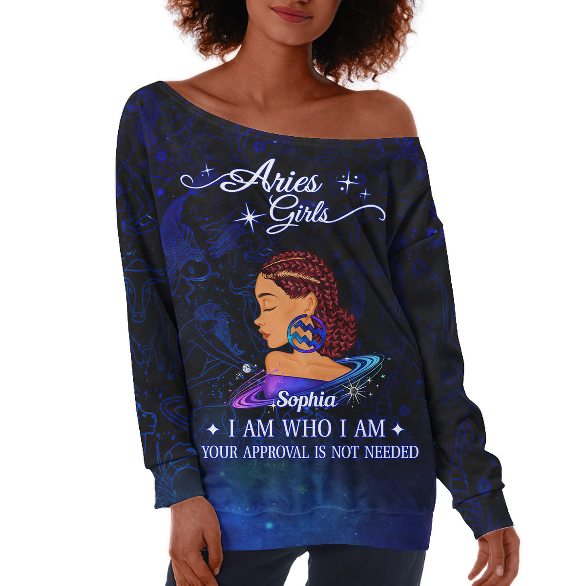 Women's Off-Shoulder Sweatshirt - Personalized Gift For Aries Girls