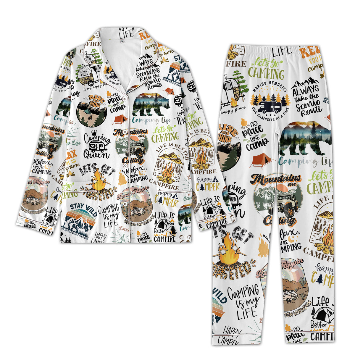Personalized Women&#39;s Pajama Set, Gift For Camping Lovers