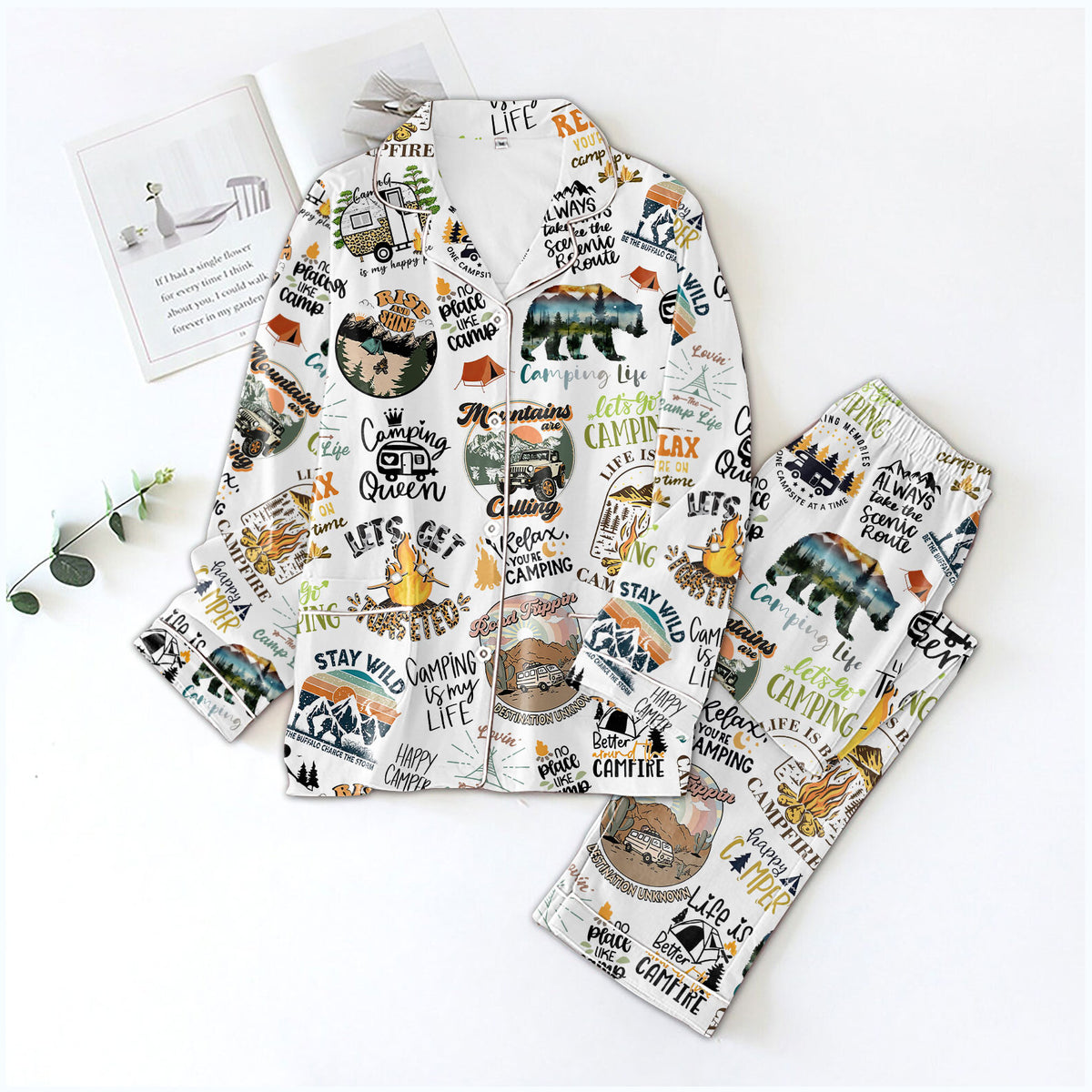 Personalized Women&#39;s Pajama Set, Gift For Camping Lovers