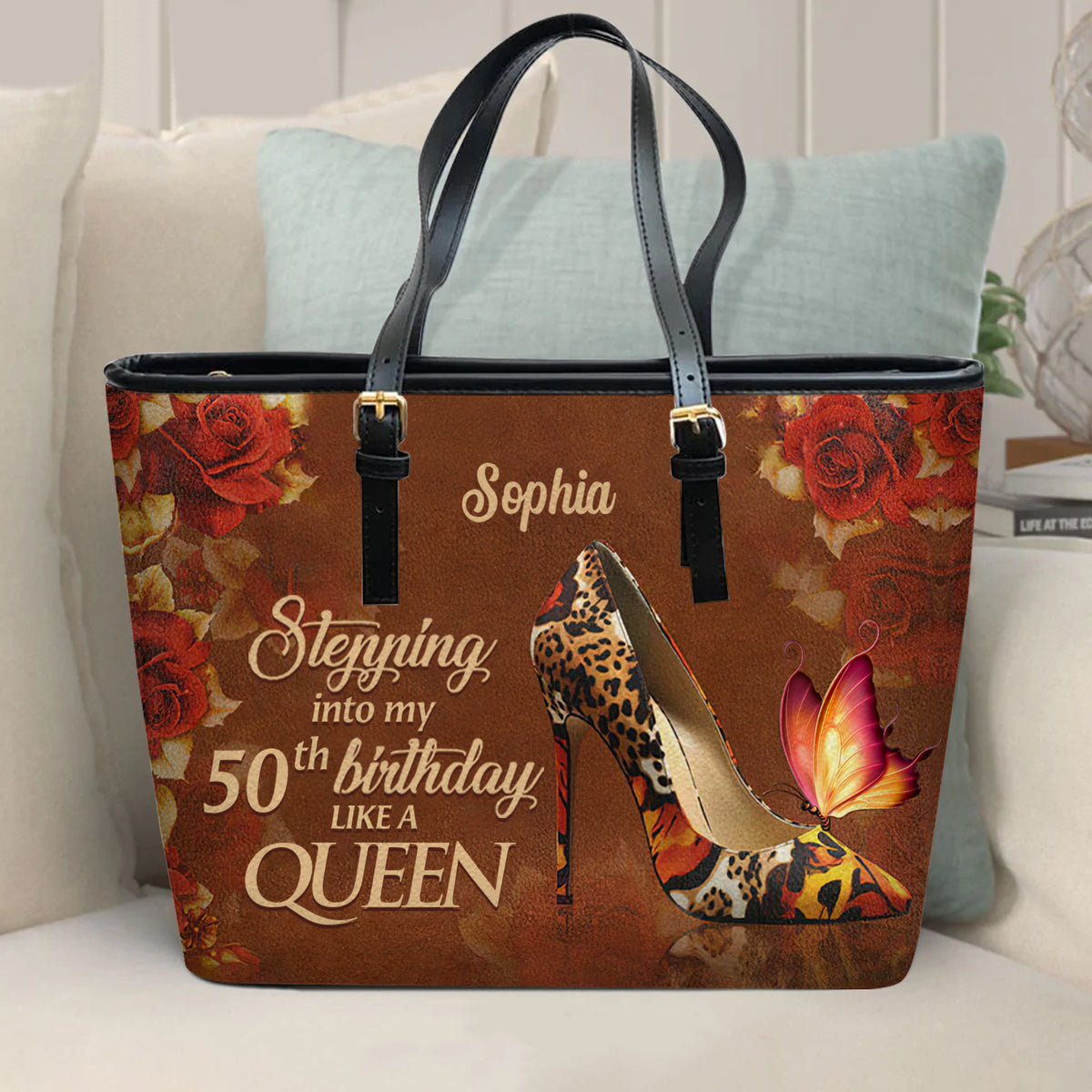 Personalized Leather Bucket Bag, Personalized 50th Birthday Gifts, 50th Gift Ideas For Her