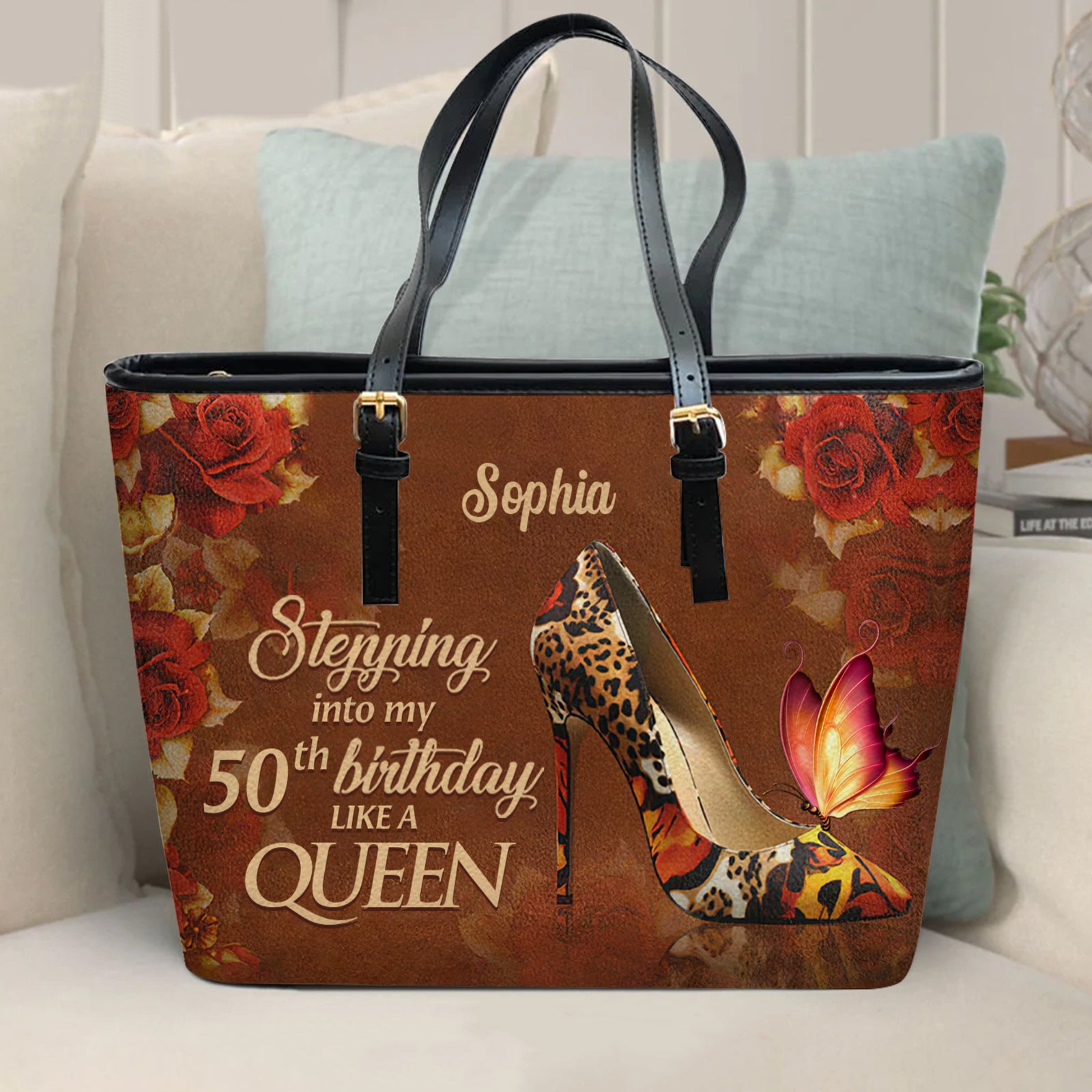 Personalized Leather Bucket Bag, Personalized 50th Birthday Gifts, 50th Gift Ideas For Her