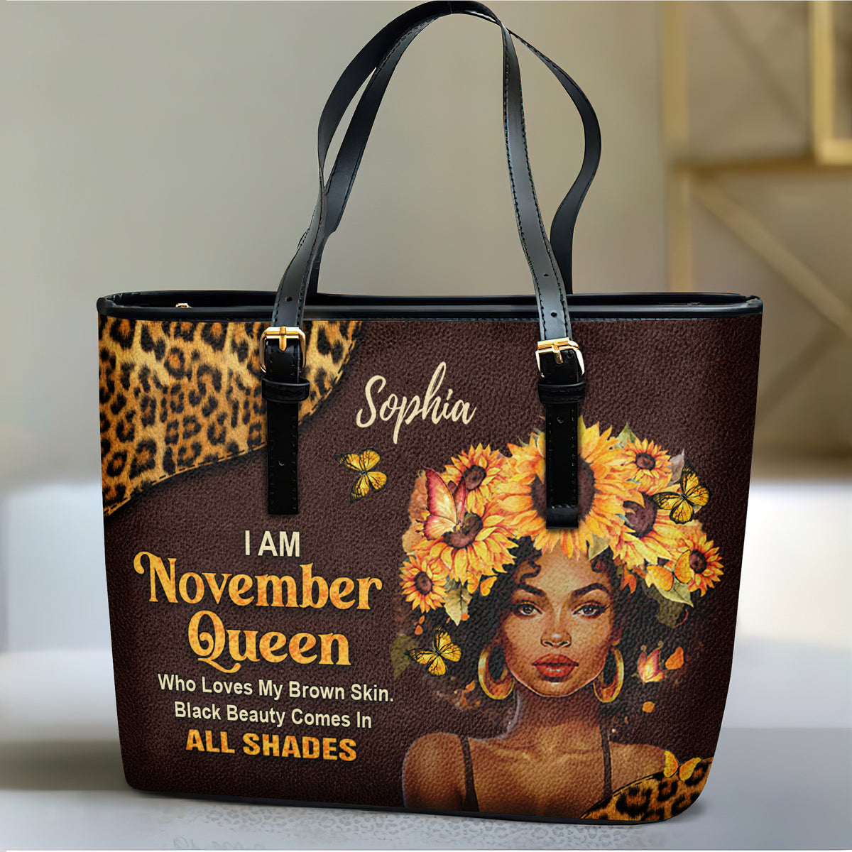 Personalized Leather Bucket Bag, November Birthday Gifts, Queens Are Born In November