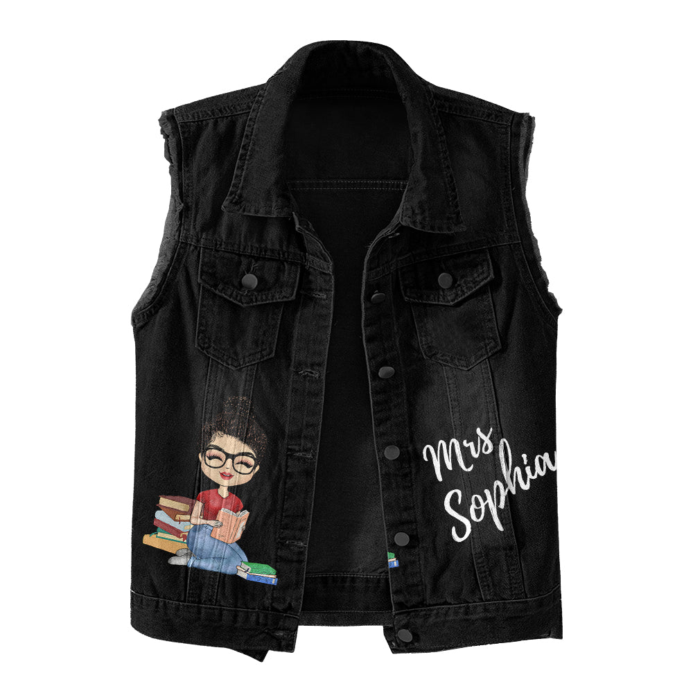 Premium Log Denim Vest - Gift For Women, Denim Vest Book, Reading Lover