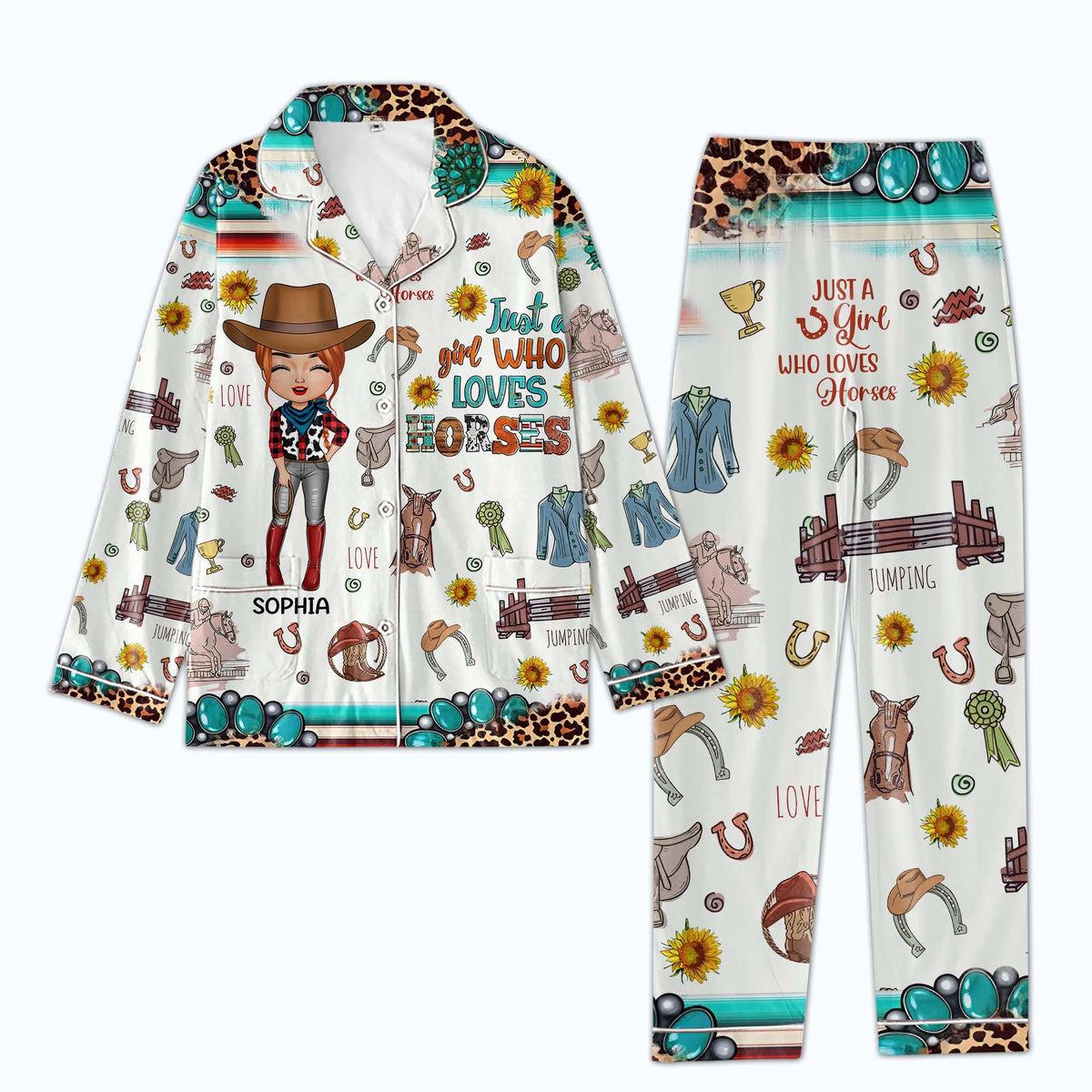 Personalized Women&#39;s Pajama Set, Gift For Cowgirls