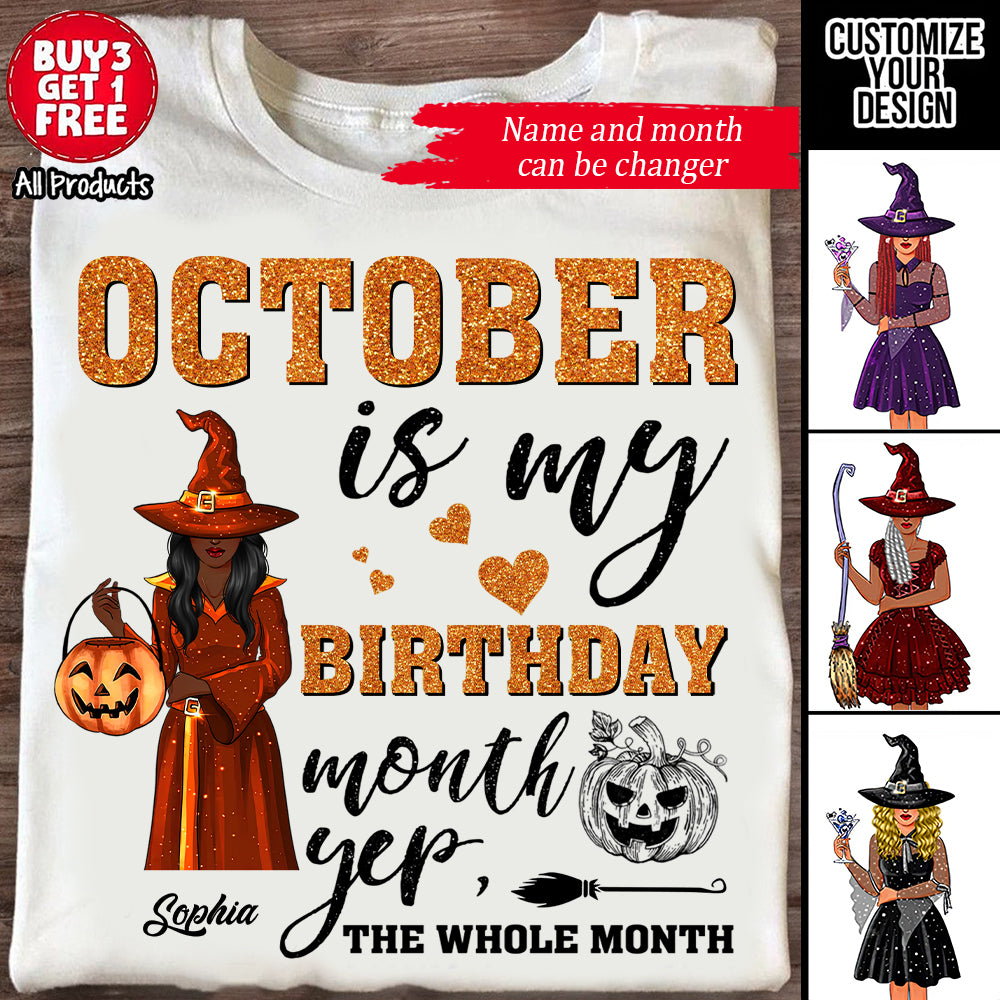 Personalized October Birthday Shirt, Custom Birthday Shirt, Queens are Born In October, October Birthday Shirts For Woman, October Birthday Gifts-YPT-ALK