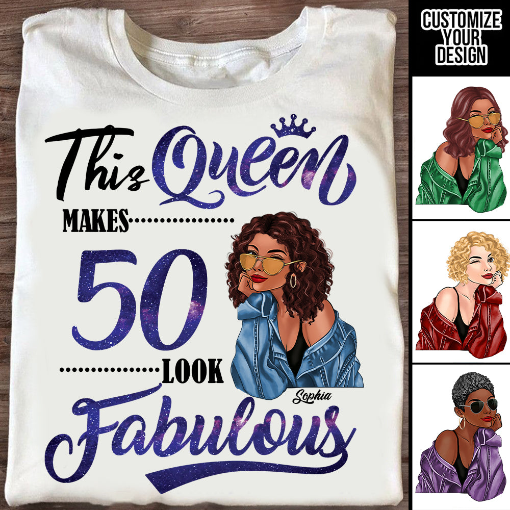 50th Birthday Shirts, Custom Birthday Shirts, Turning 50 Shirt, Gifts For Women Turning 50, 50 And Fabulous Shirt, 50th Birthday Shirts For Her-YPT-ALK