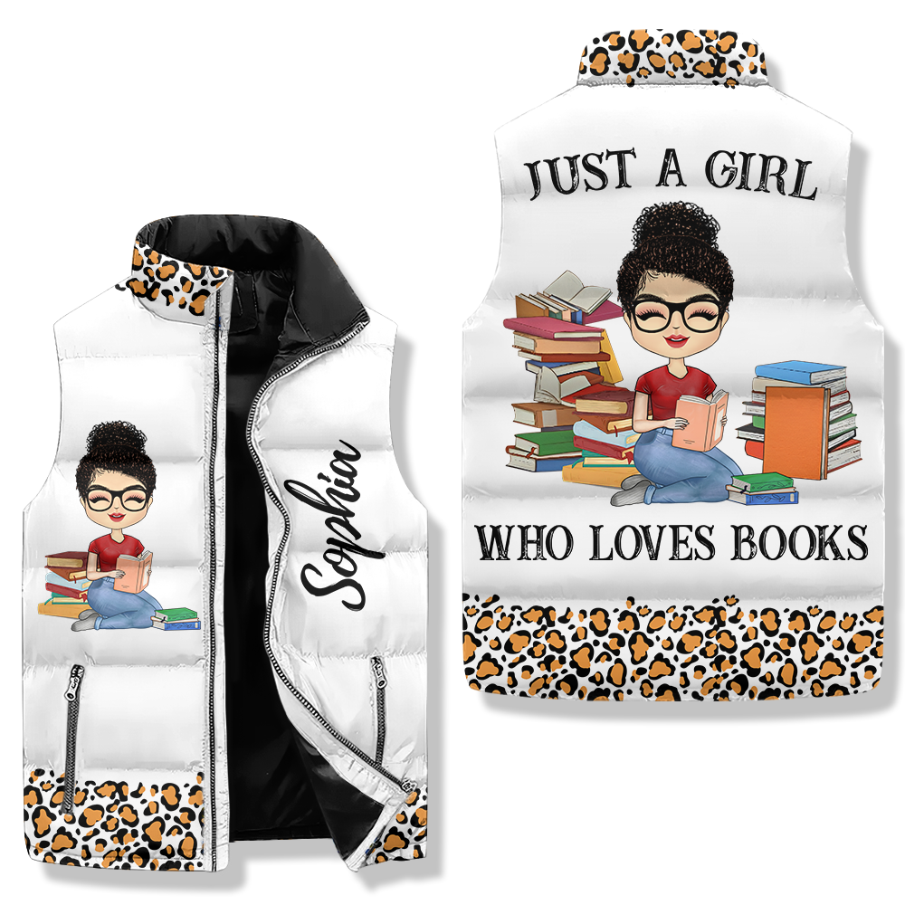 Puffer Vest - Gift For Women, Denim Vest Book, Reading Lover