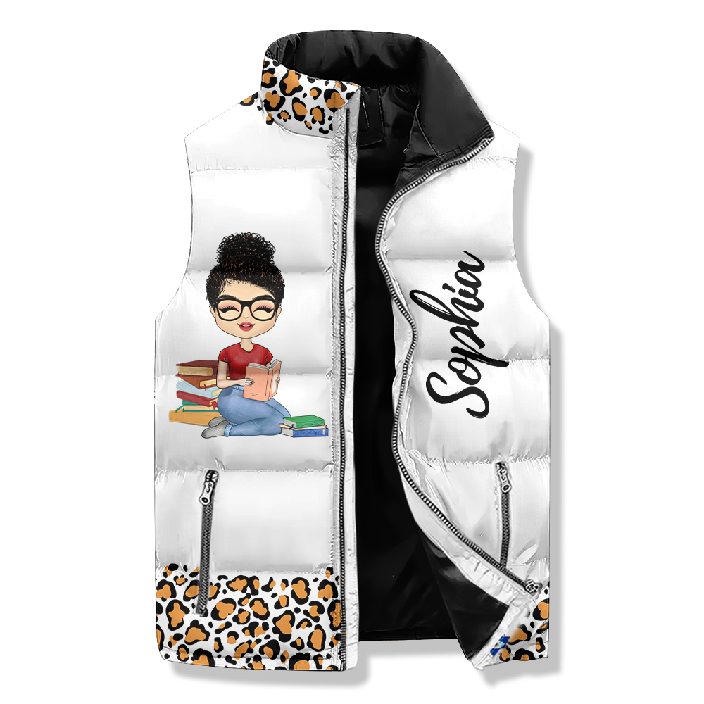 Puffer Vest - Gift For Women, Denim Vest Book, Reading Lover