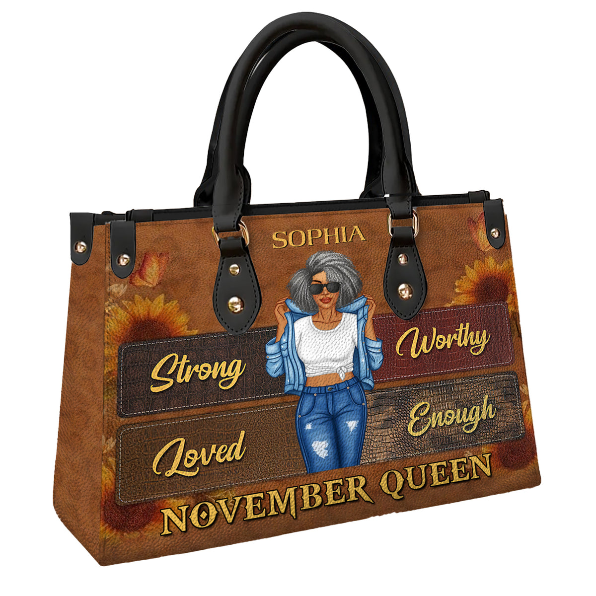 Personalized Leather Bag - November Birthday Gifts For November Queens, Queen Was Born In November