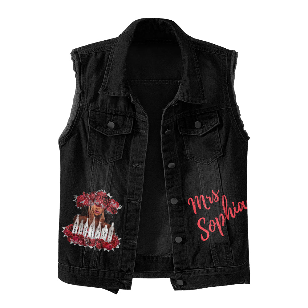 Premium Log Denim Vest - Personalised November Month Birthday Gifts, Gift Ideas November Month Birthday Woman