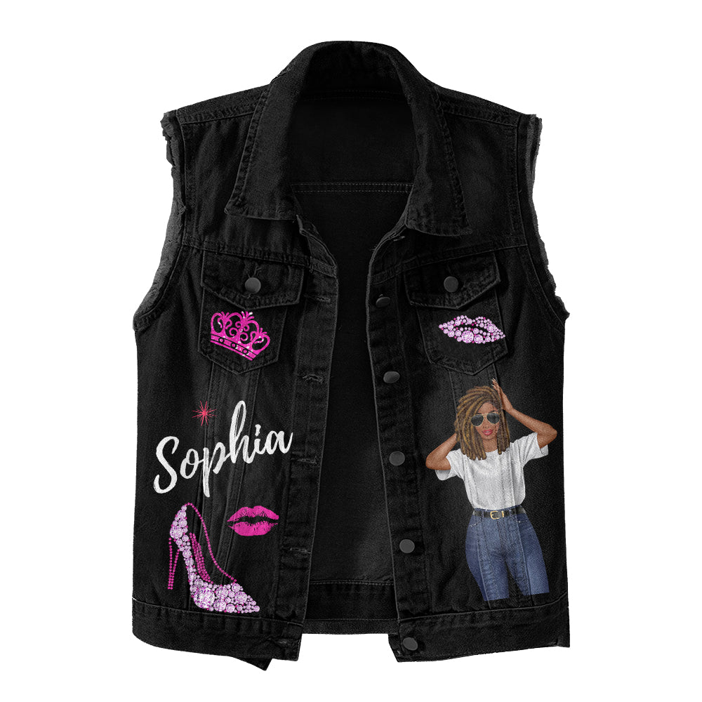 Premium Log Denim Vest - Personalised November Month Birthday Gifts, Gift Ideas November Month Birthday Woman