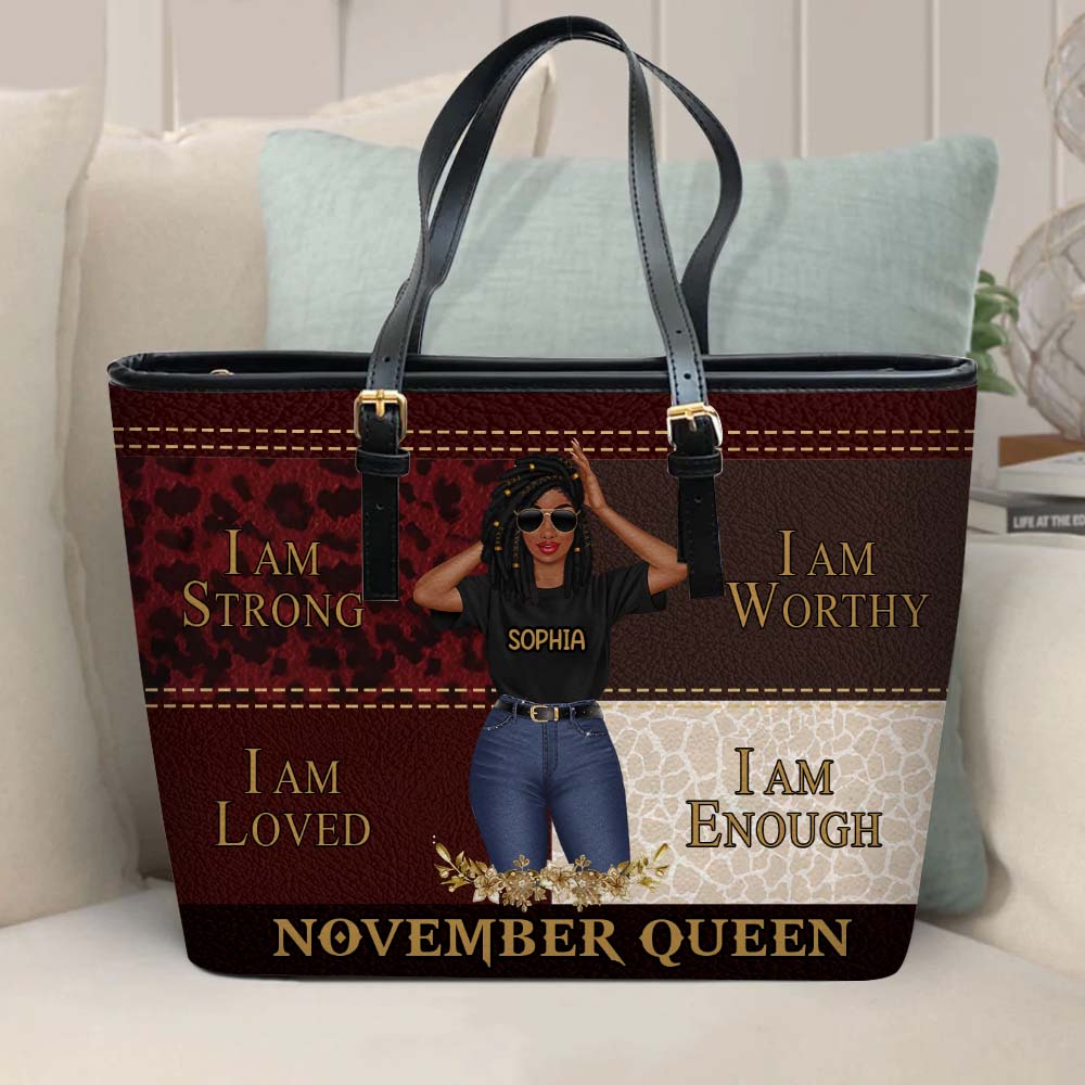 Personalized Tote Bag, Queens Are Born In November Gifts, Custom November Birthday Tote Bag For Woman