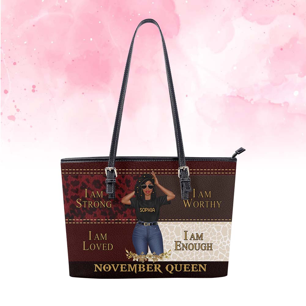 Personalized Tote Bag, Queens Are Born In November Gifts, Custom November Birthday Tote Bag For Woman