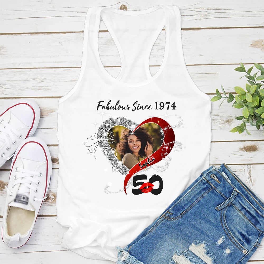Custom Photo 50&#39;s Birthday Shirt, 50th Birthday Unique T Shirt For Woman, Custom Birthday Shirt, Her Gifts For 50 Years Old, Custom Picture Tee, Personalized Birthday Shirt-YPT-TLQ