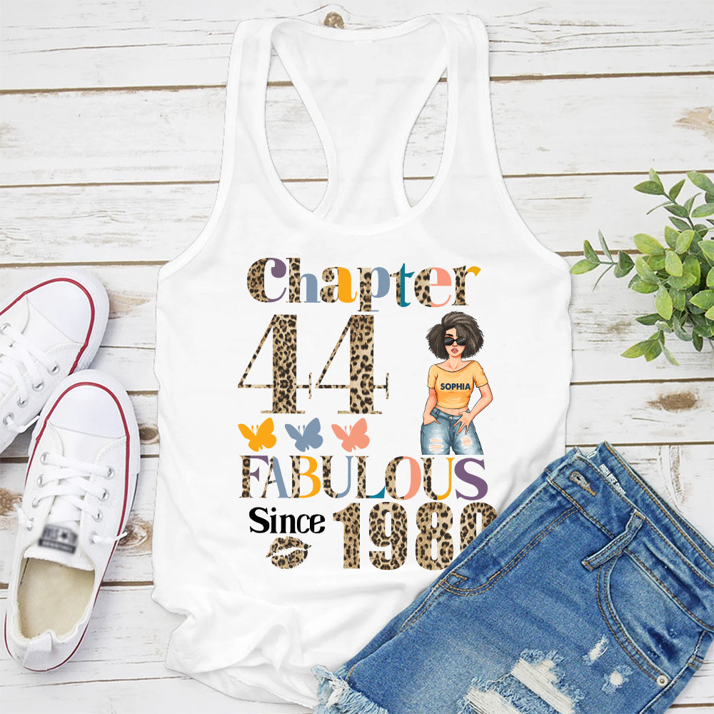 Chapter 44, Fabulous Since 1980 44th Birthday Unique T Shirt For Woman, Custom Birthday Shirt, Her Gifts For 44 Years Old , Turning 44 Birthday Cotton Shirt - YPT-HCT
