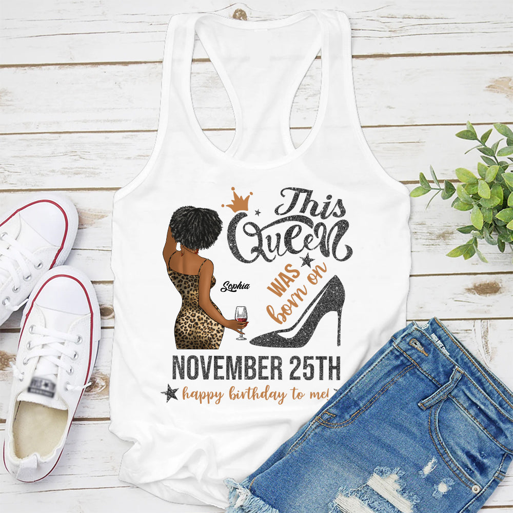 Personalized Custom November Birthday Shirt For Woman, Queens Are Born In November Gifts, Melanin Afro Woman Shirt, Black Girl Tee, Afro Queen Gift-YPT-ALK
