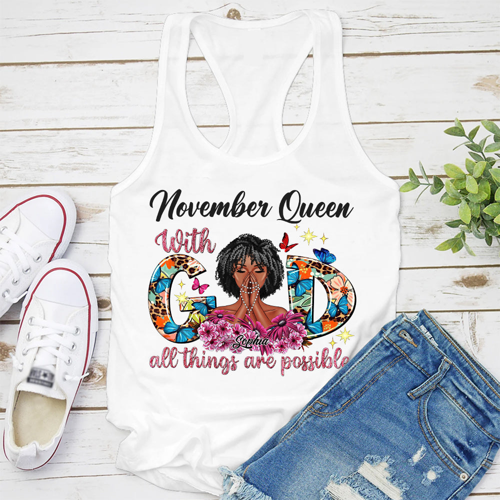 Personalized November T Shirt, I&#39;m living my best life, I ain&#39;t goin&#39; back and forth with you, Her Birthday Gifts For November, Afro Girls Shirt For Black Woman-YPT-ALK