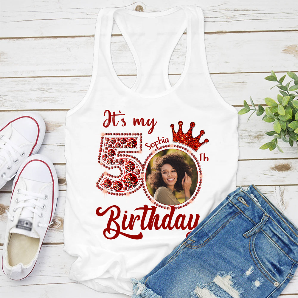 Custom Face Photo 50&#39;s Birthday Shirt, 50th Birthday Unique T Shirt For Woman, Custom Birthday Shirt, Her Gifts For 50 Years Old, Custom Picture Tee, Personalized Birthday Shirt-YPT-HCT