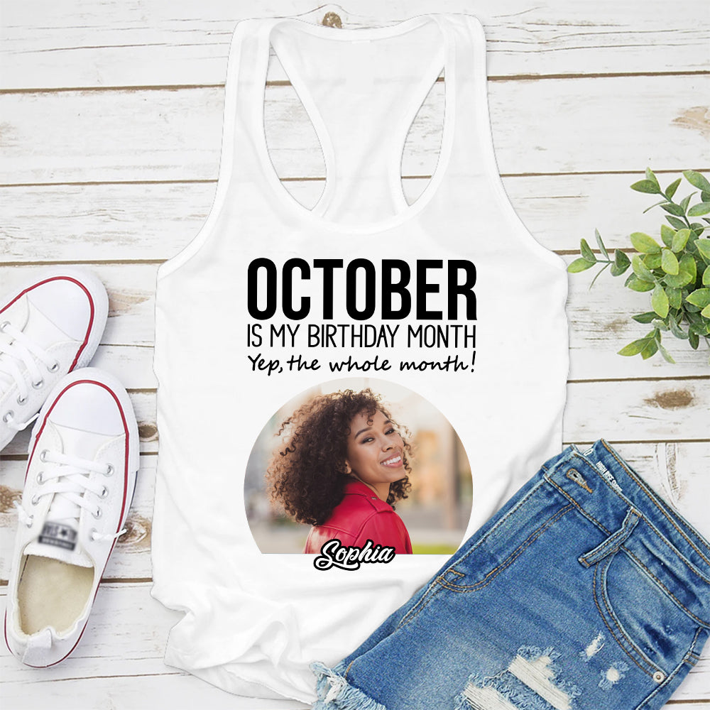 Custom Photo 50&#39;s Birthday Shirt, 50th Birthday Unique T Shirt For Woman, Custom Birthday Shirt, Her Gifts For 50 Years Old, Custom Picture Tee, Personalized Birthday Shirt-YPT-TLQ