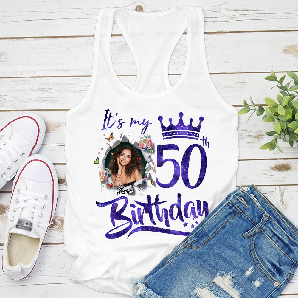 50th Birthday Unique T Shirt For Woman, Custom Birthday Shirt, Her Gifts For 50 Years Old, Custom Picture Tee, Personalized Birthday Shirt-YPT-TLQ