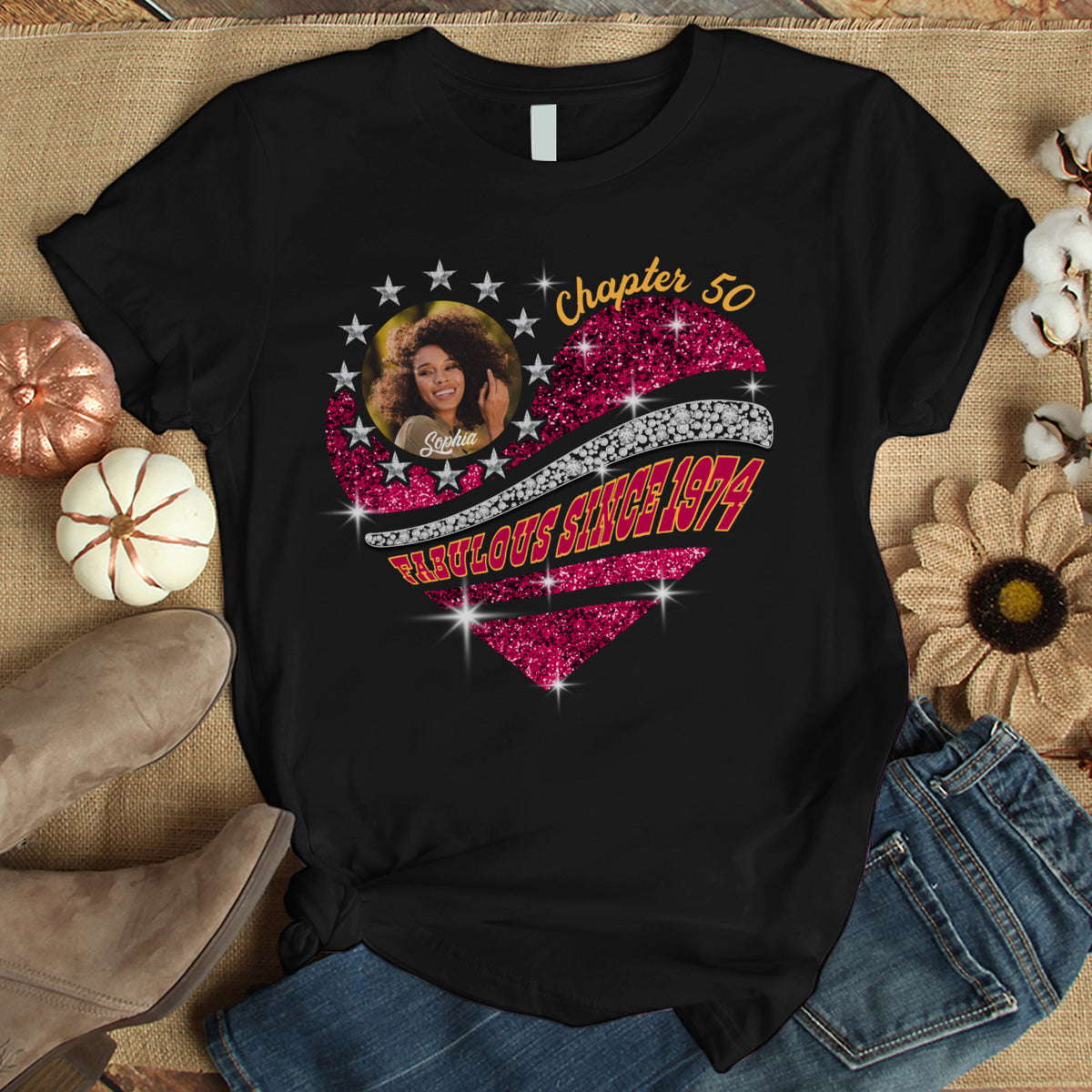 Custom Face Photo 50&#39;s Birthday Shirt, 50th Birthday Unique T Shirt For Woman, Custom Birthday Shirt, Her Gifts For 50 Years Old, Custom Picture Tee, Personalized Birthday Shirt-YPT-TLT