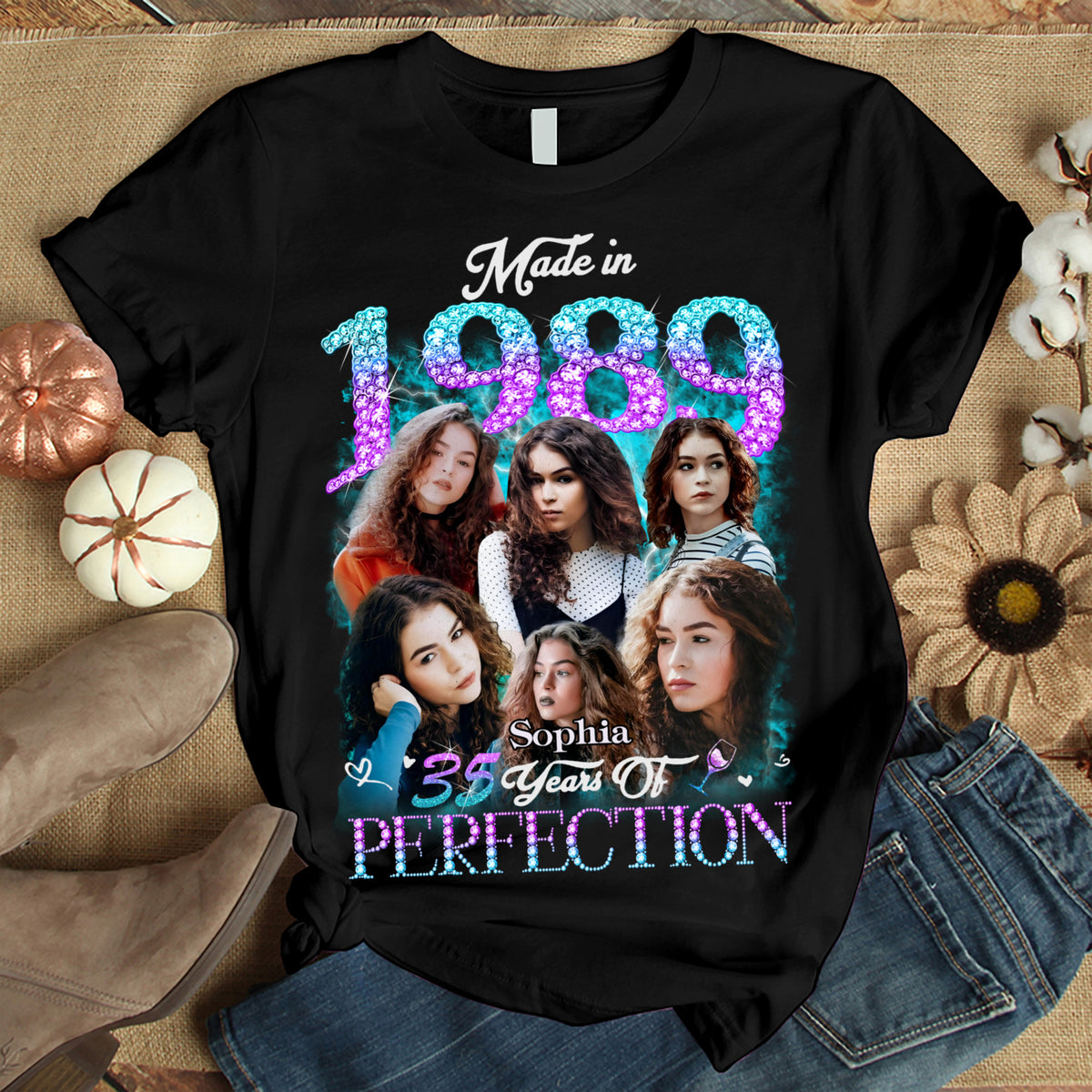 35th Birthday Shirts For Her, Personalised 35th Birthday Gifts, 1989 T Shirt, 35 And Fabulous Shirt, 35th Birthday Shirt Ideas, Gift Ideas 35th Birthday Woman-YPT-TLT