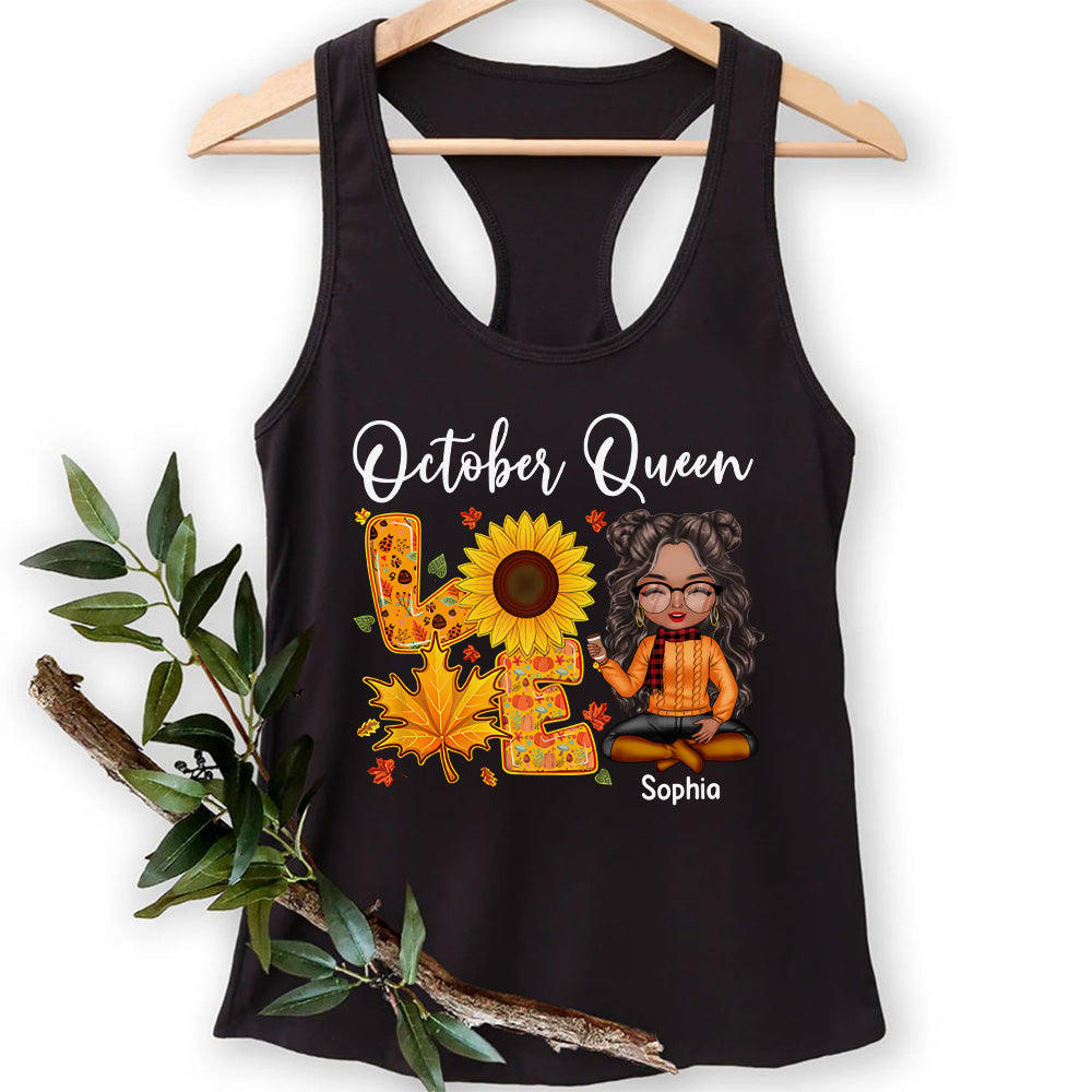Custom October Birthday Shirt For Woman, Queens Are Born In October Gifts, Melanin Afro Woman Shirt, Black Girl Tee, Afro Queen Gift